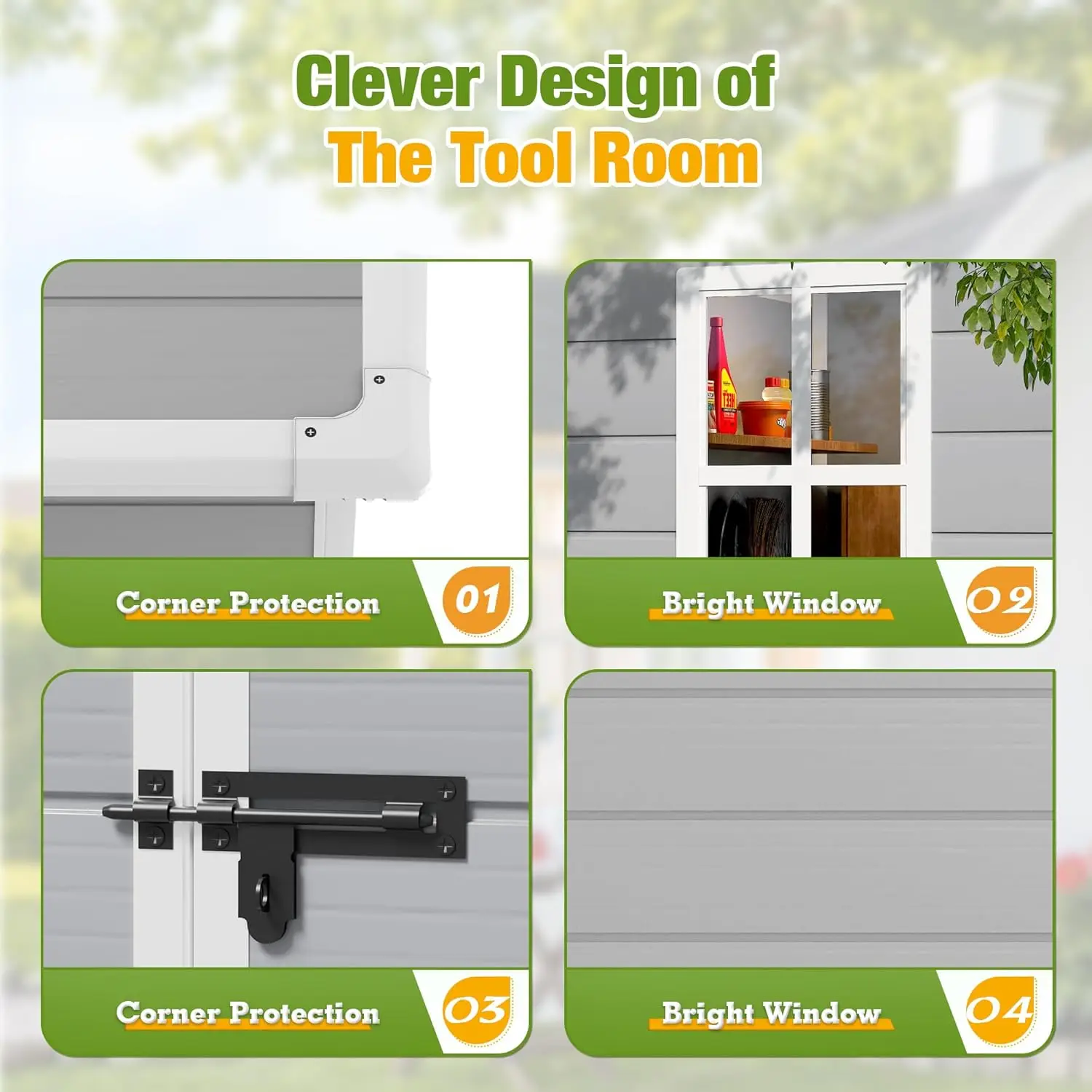 5' x 4' Resin Weather Resistant Outdoor Storage Shed with Floor for Garden,Backyard,Pool Tool, Light Grey