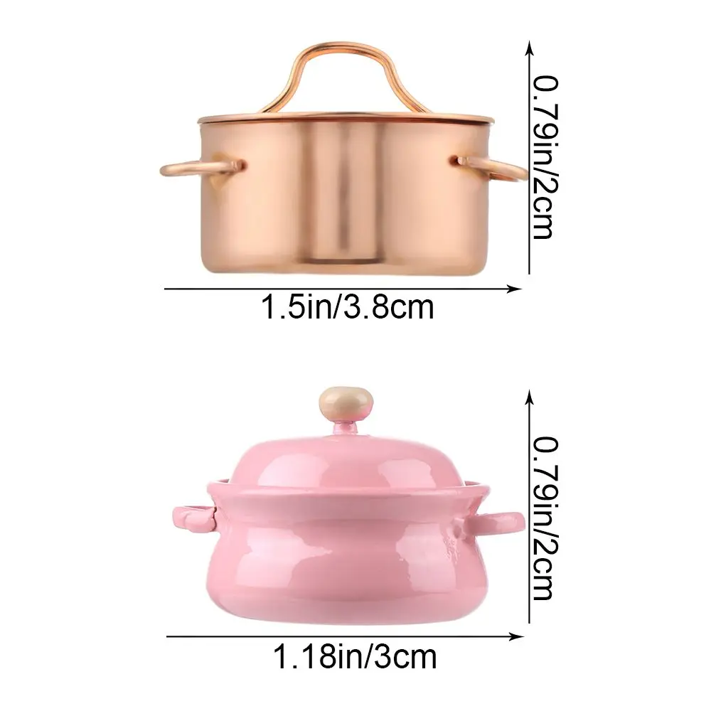 Model Doll Kitchenware Kitchen Cooking Toys Dollhouse Accessories Mini Cookware With Pot Cover Miniature Soup Pot 6