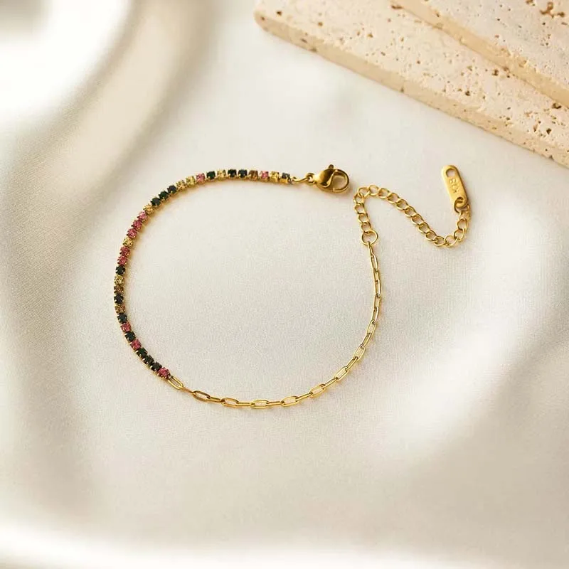 الفاخرة الملونة مكعب زركونيا أساور التنس للنساء ال...