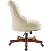 Sinclair Beige Upholstered Adjustable Office Chair in Cherry Wood Base 6