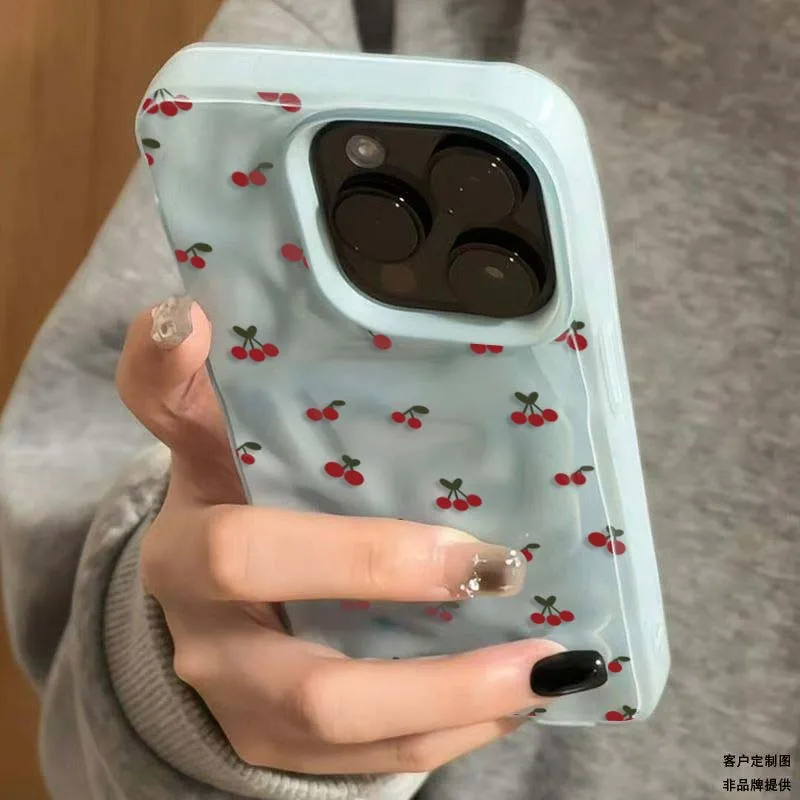 Adorable Cherry Textured Shockproof Non-Slip Phone Case Cover
