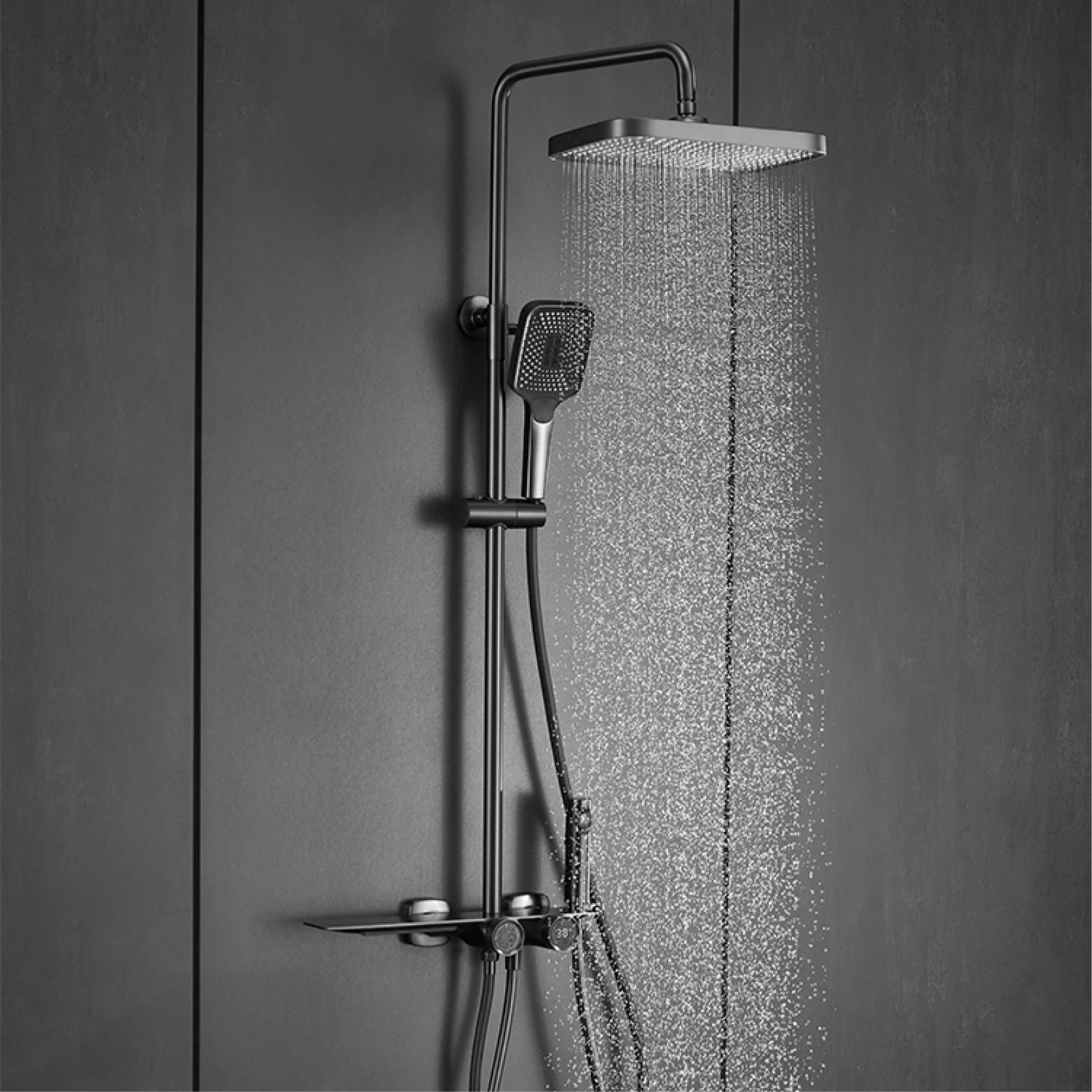 Bathroom Shower System Digital Display Design Waterfall Water Outlet Cold & Hot Dual Control Shower Tap shower set