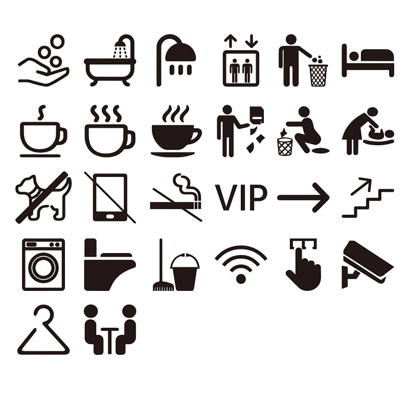 Modern Acrylic Toilet Wi-Fi Tool Sign Camera NO Smoking Dining Room WC Symbol Wall Plate Customize Logo for Public Office Hotel