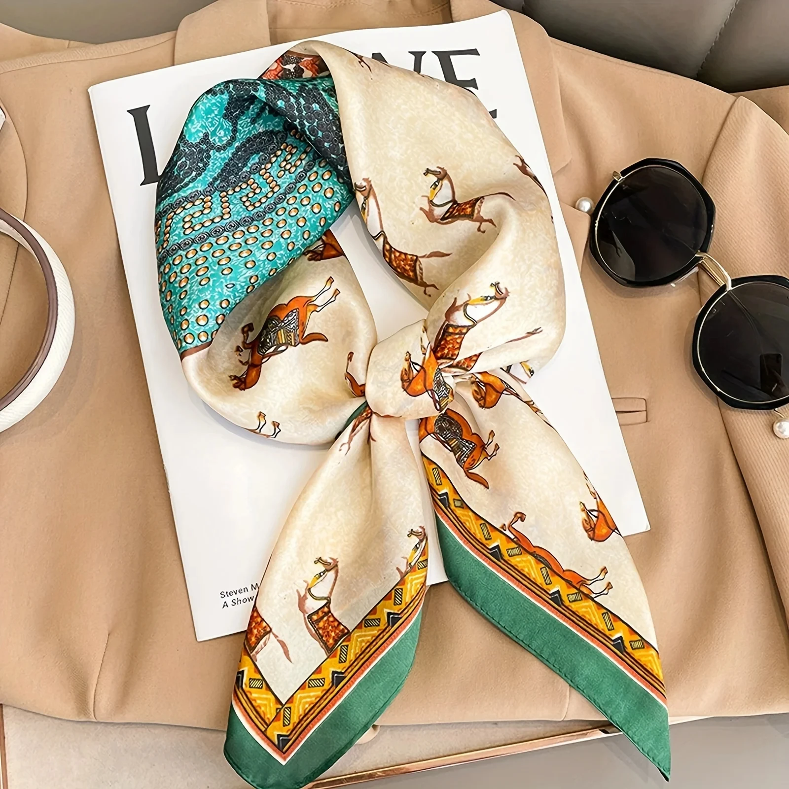 Sciarpa Quadrata In Seta Di Gelso Al 100%, Bandana In Pura