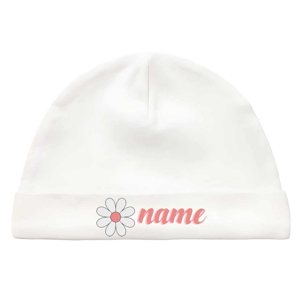 Personalize Newborn Hospital Hat Monogram Baby Girl Beanies Caps Infant Cotton Hats Custom Name Windproof Cap Baby Shower Gift 5