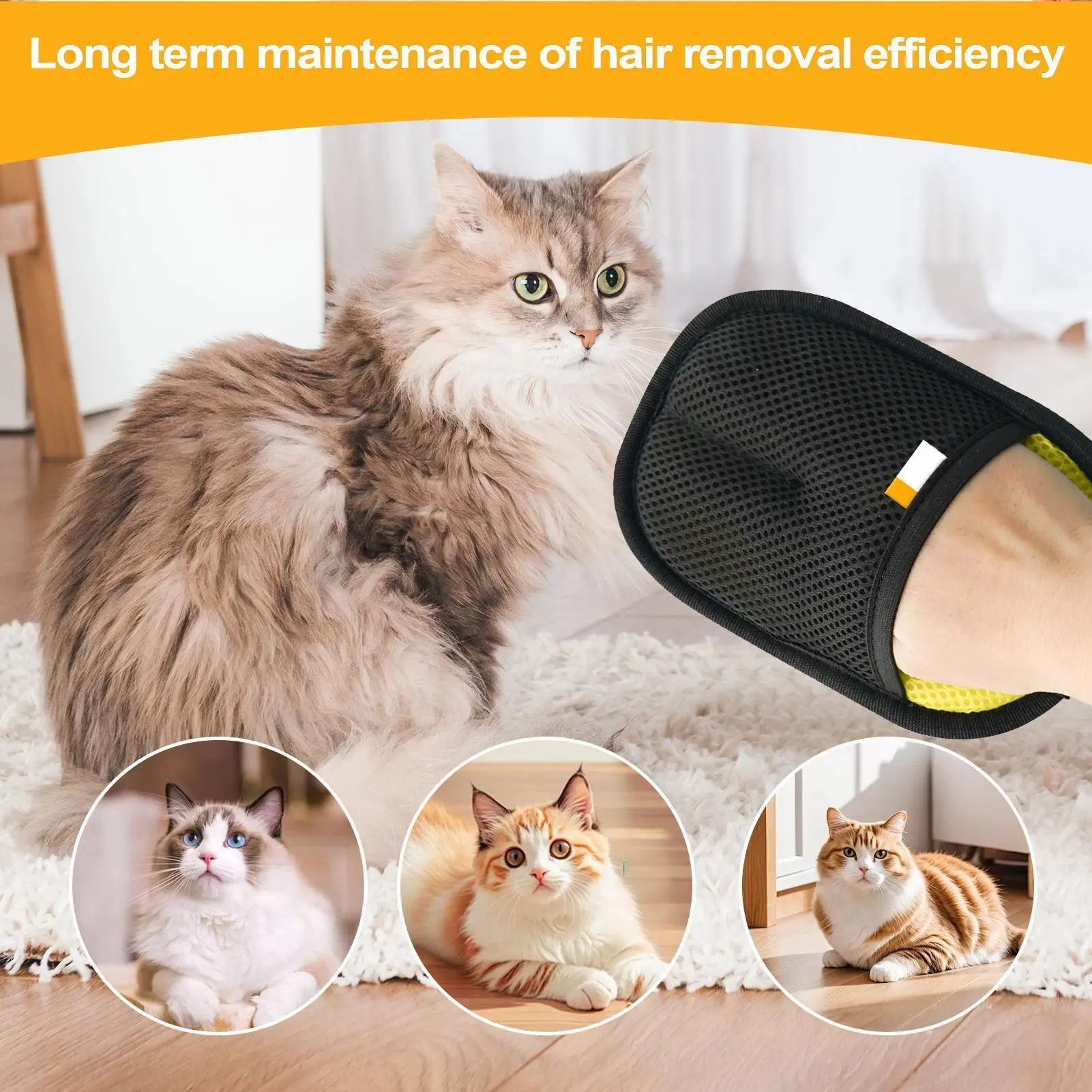 Cat Grooming Gloves Grooming Massage Brush Hair Remover Skin Friendly Efficient Reusable Shedding Tool for Bed Sheet Furniture