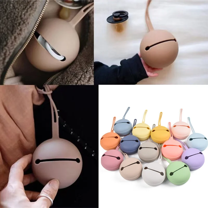 Pacifier clip silicone pacifier box newborn portable soother container box nipple storage baby teething toy chew gift