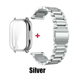 Premium Metal Stainless Steel Watch Strap with Case Screen Protection for Redmi Watch 5 (1 Silver)