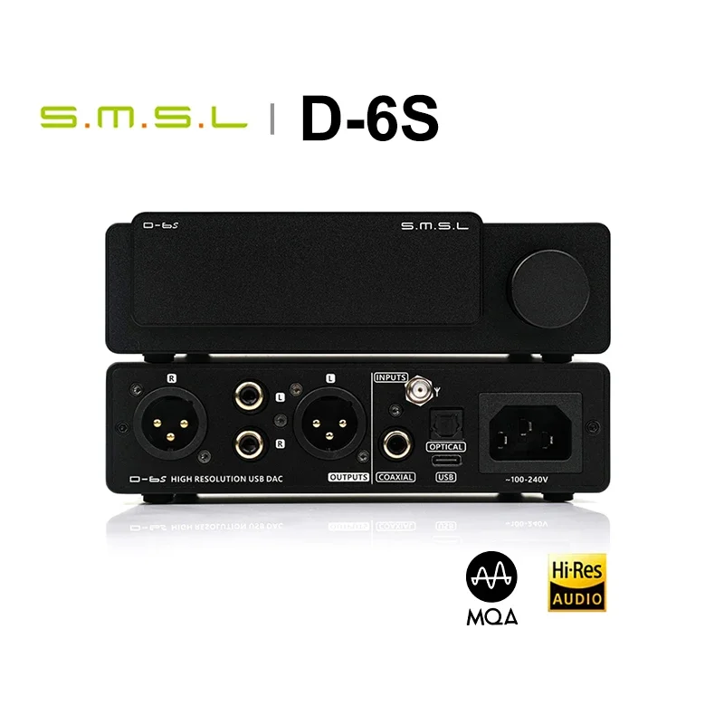 

SMSL D-6S D6s Hi-Res Audio HIFI Decoder MQA CD USB DAC ES9039Q2M 4 OPA1612 PCM768 DSD512 Bluetooth 5.1 LDAC RCA XLR