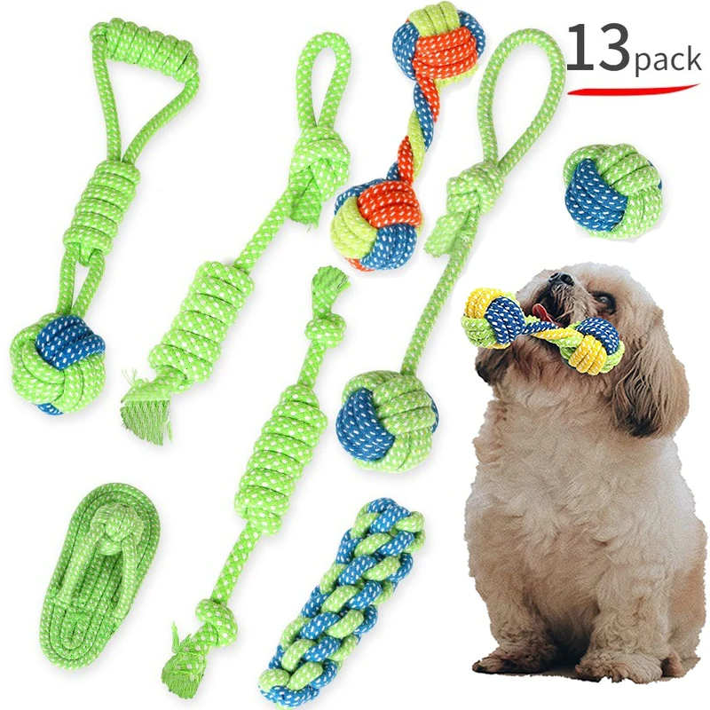 13pcs Pet Dog Toys For Large Small Dogs Toys Clean Teeth Cotton Rop