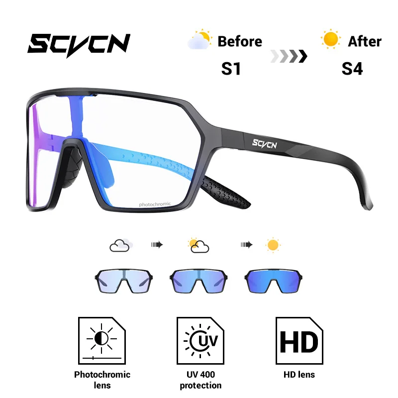 Unisex Photochromic Outdoor Sports Sunglasses - UV400 Protective Eyewear for Cycling, Running, and Hiking