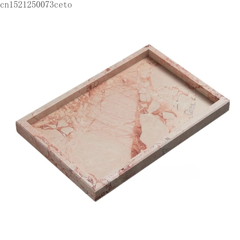New Marble Trays Decoration Natural Lotus Green Marble Jewelry Tray 30x20cm Rectangular Bathroom Storage Tray Home Decoration 5
