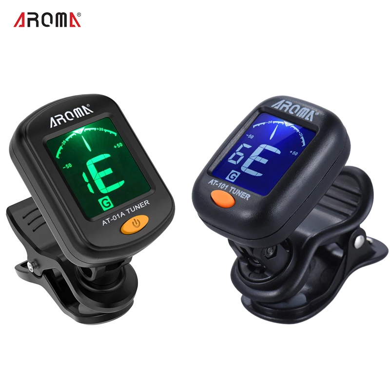 Guitar Tuner Foldable Rotatable Clip-on High Sensitivity For Bass Ukulele Chromatic Accessories AROMA AT-01A/101