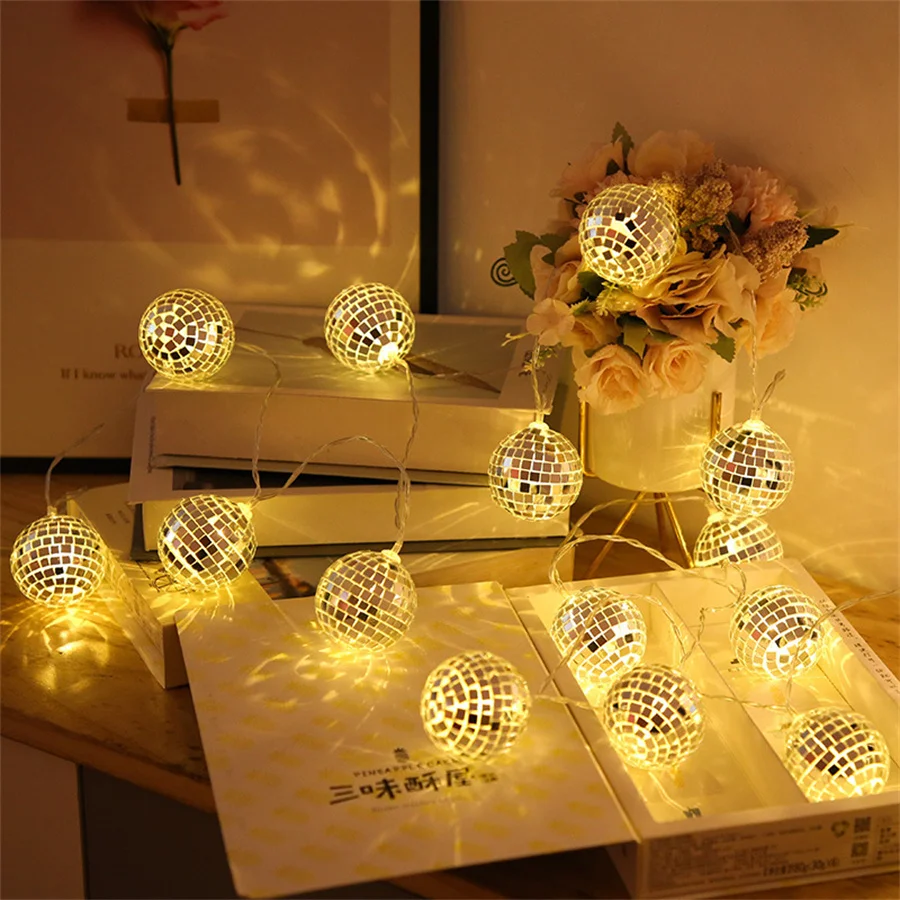 Guirlande Lumineuse Boule Disco À 20 LED, Boule Disco Lumineuse  Réfléchissante, Lampe Boule Disco Pour Fête Intérieure Et Extérieure,  Décoration