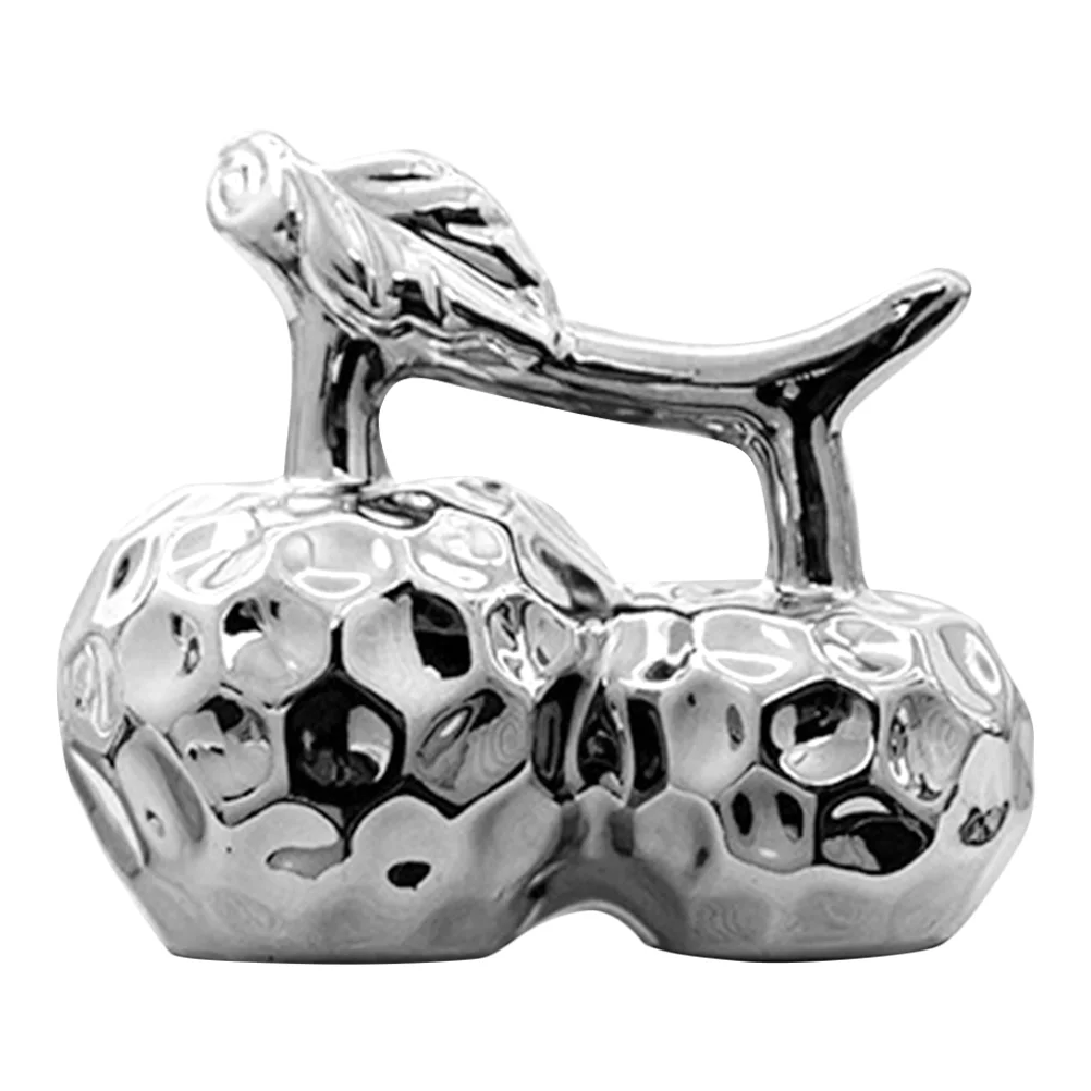 

Cherry Fruit Statue Ceramic Cherry Ornament Fruit Figurine Ceramic Cherry Statue (L)