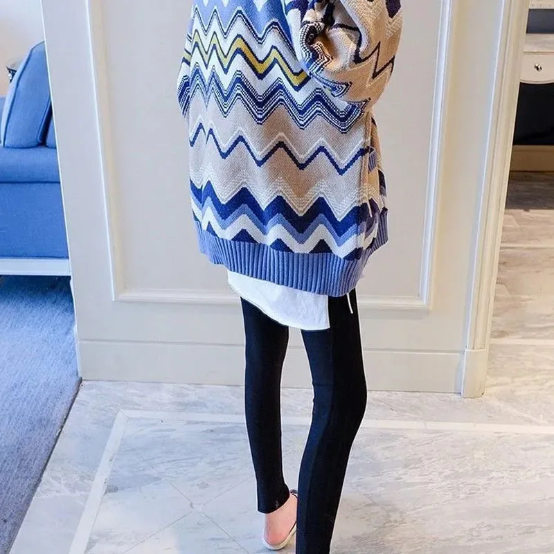 Pregnant Women'S Autumn And Winter Sweater Coat Fashion Korean Loose Top Spring And Autumn Knitted Cardigan Set