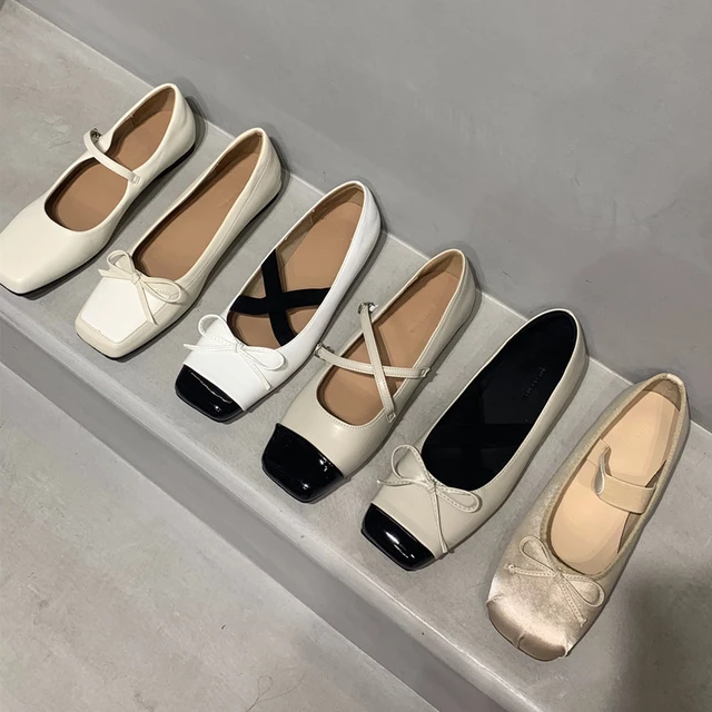 Bailamos 2023 Spring New Women Flats Slip On Mary Jane Shoes Fashion Square  Toe Shallow Ladies Casual Ballet Shoes Dress Loafers - AliExpress