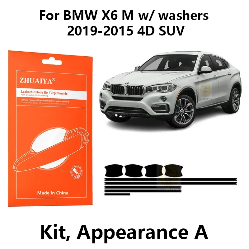 

ZHUAIYA Door Edge Guards Door Handle Cup Paint Protection Film TPU PPF For BMW X6M w/ washers 2019-2015 4D SUV car assecories