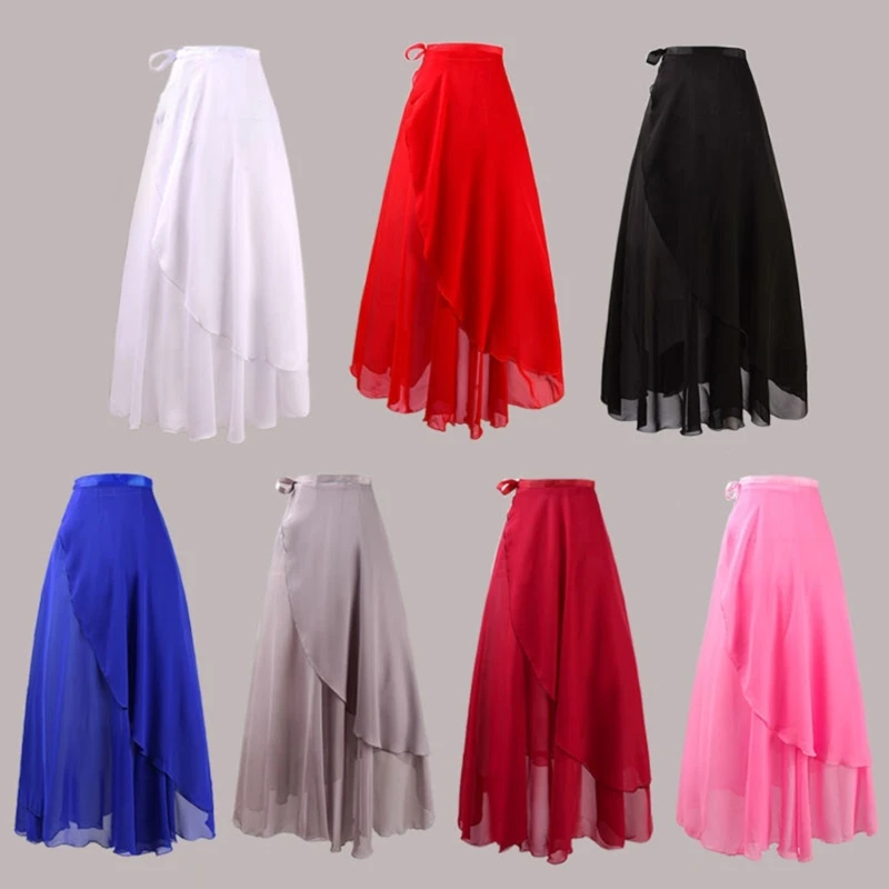 

All-matching Chiffon Wrap Skirt for Women Long Dance Skirts Ballet Wrap Skirts Asymmetric Elegant Dance Skate Over Scarf Skirts
