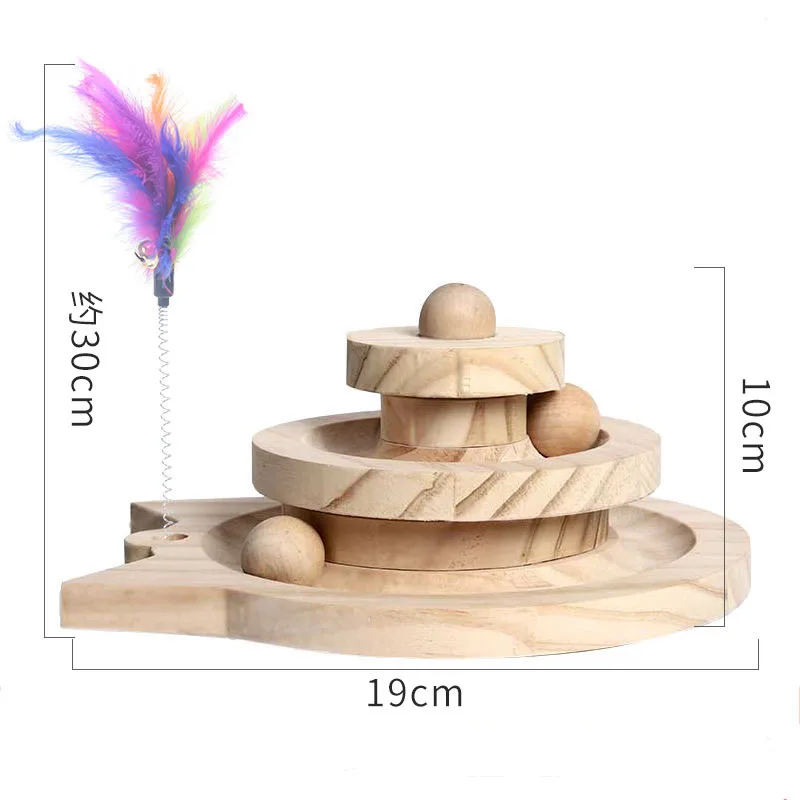 Chats Wood Toy Wood Tree Games for Cat Cat Accessories Double-layer Rotating Track Ball Cat Intellectual Track Tower Funny Plate puppy heartbeat toy Toys