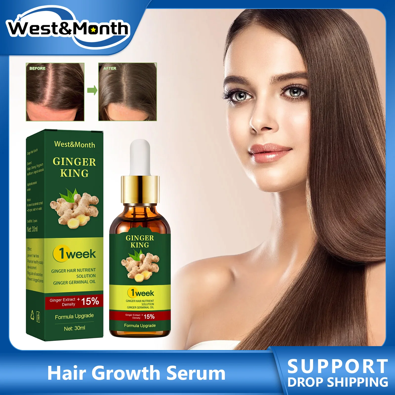 Hair Growth Serum Prevent Baldness Scalp Treatment Longer Thicken Nourishing Strengthen Ginger Regrowth Anti Hair Loss Essence
