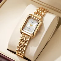 Fashion Rectangle Women Watches Ladies Stainless Steel Strap Quartz Wristwatches Reloj Mujer（Without Box）