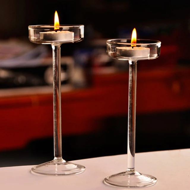 Tall Transparent Glass Candle Holder 3