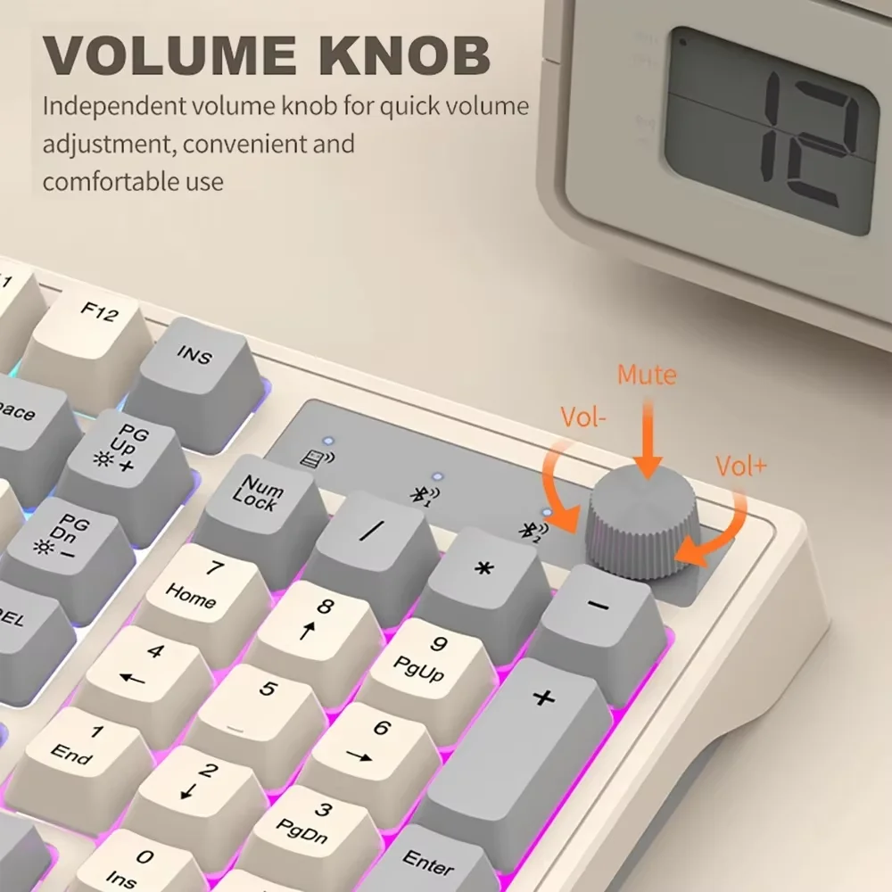 Wireless Gaming Mechanical Keyboard 2.4GHz Bluetooth Dual Mode Keyboard 98 keys RGB Light for Gamer Tablet Computer work