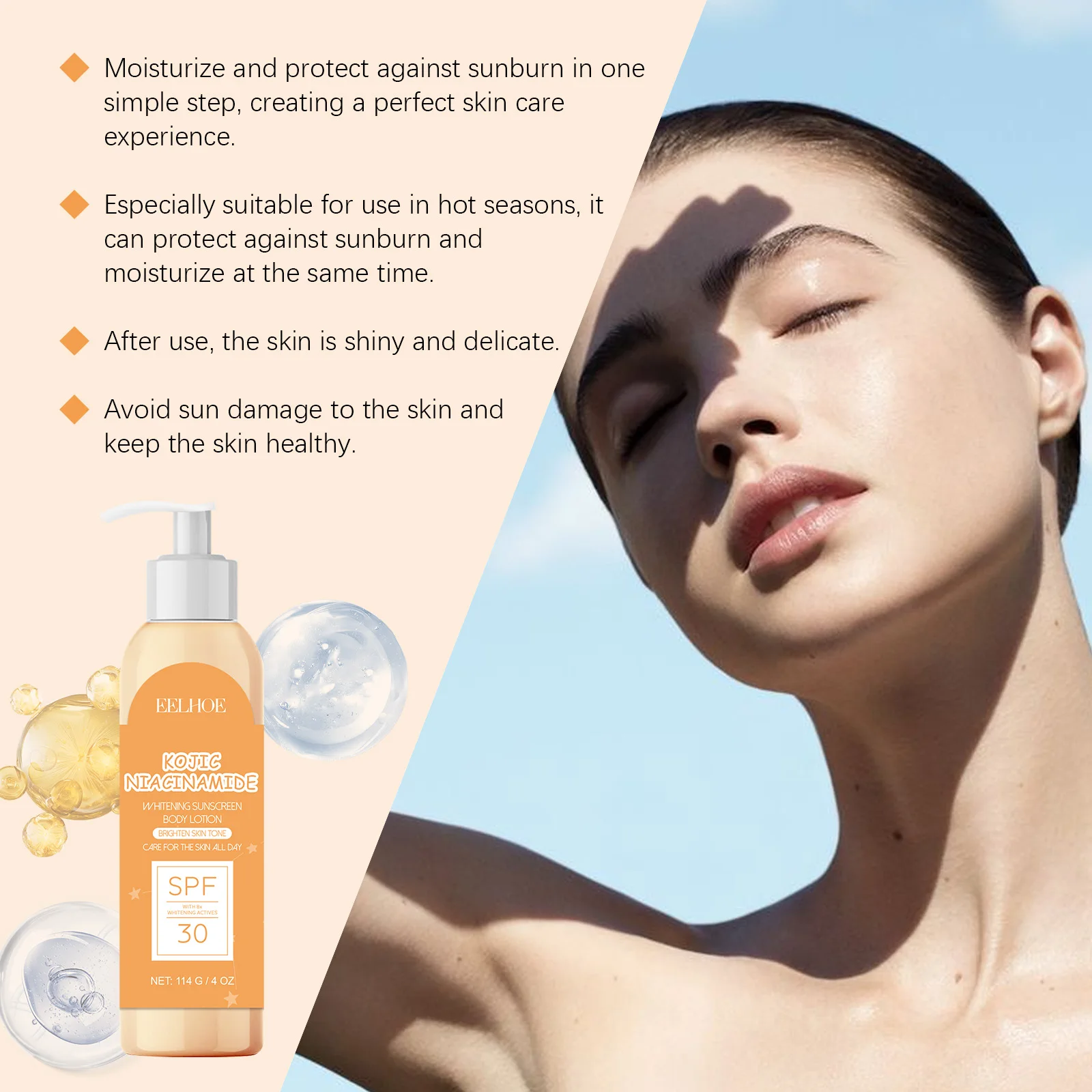 Body Sunscreen Whitening Sun Cream Sunblock Skin Protective Cream Oil Control Anti Sun Facial Protection Spf30 Moisturizer