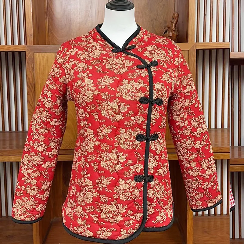 Vintage Floral Traditional Chinese Clothing for Women Folk-Jacket Autumn and Winter Retro Tops Casual Chinese Coat New