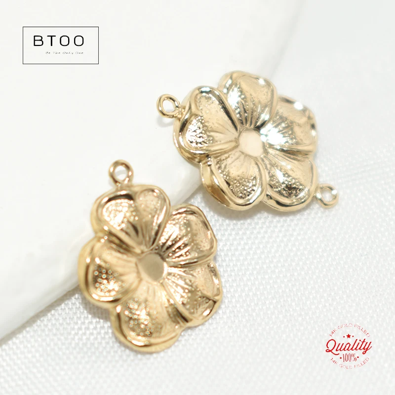 14K Gold Filled Hibiscus Flower Charm 1/20 14kt Gold Drop Pendant for Jewelry Making DIY Jewelry Accessories Jewelry Findings