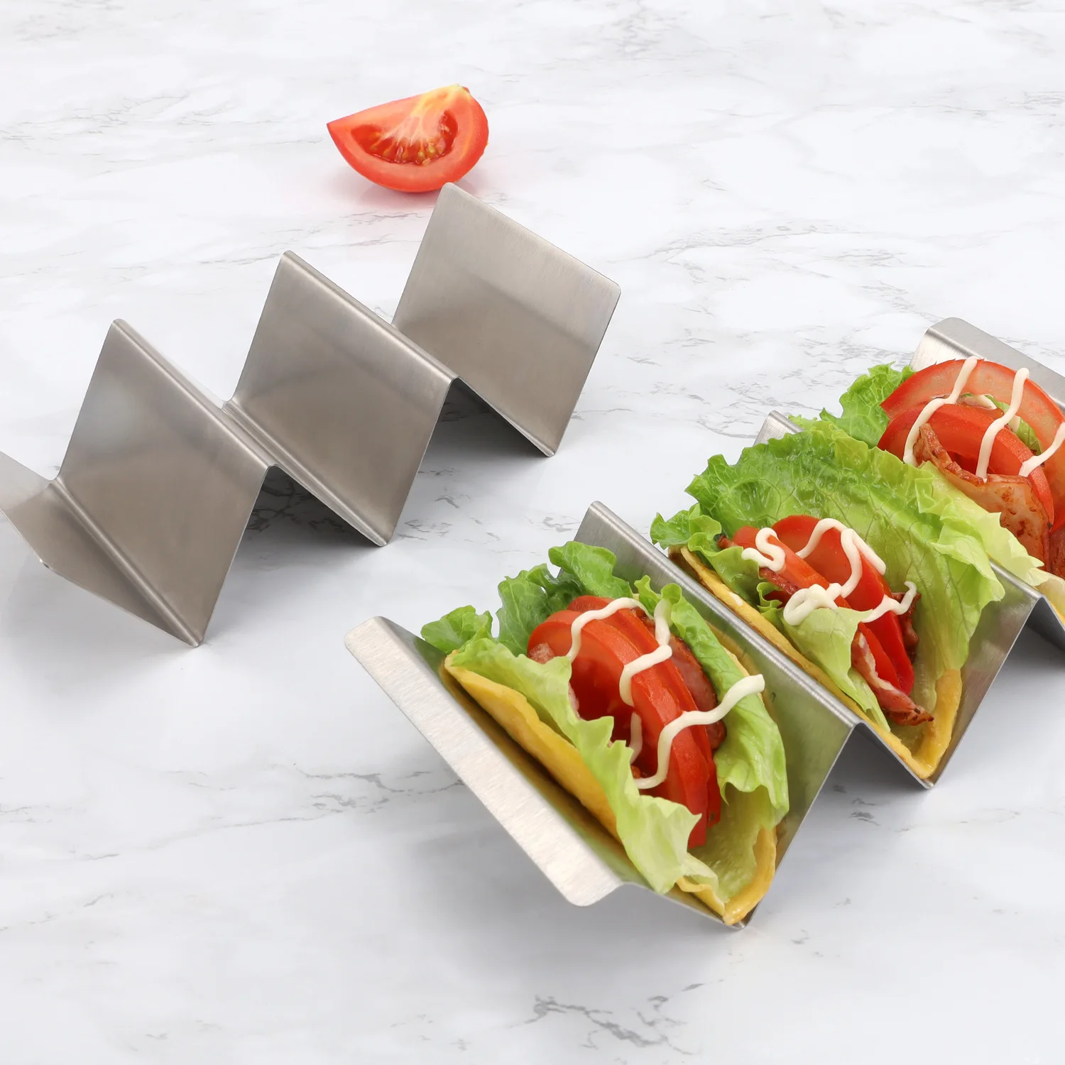 Mexican Taco Holder Stainless Steel Pancake Rack Chicken Roll Holder  V-shaped Pizza Display Food Rack Kitchen Accessories Tools - AliExpress