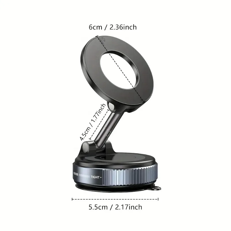K007 Strong Magnetic Phone Holder-Foldable 360°Adjustable Mount with Vacuum Base for Car/Desk/Bathroom, Universal Hands-Free Use