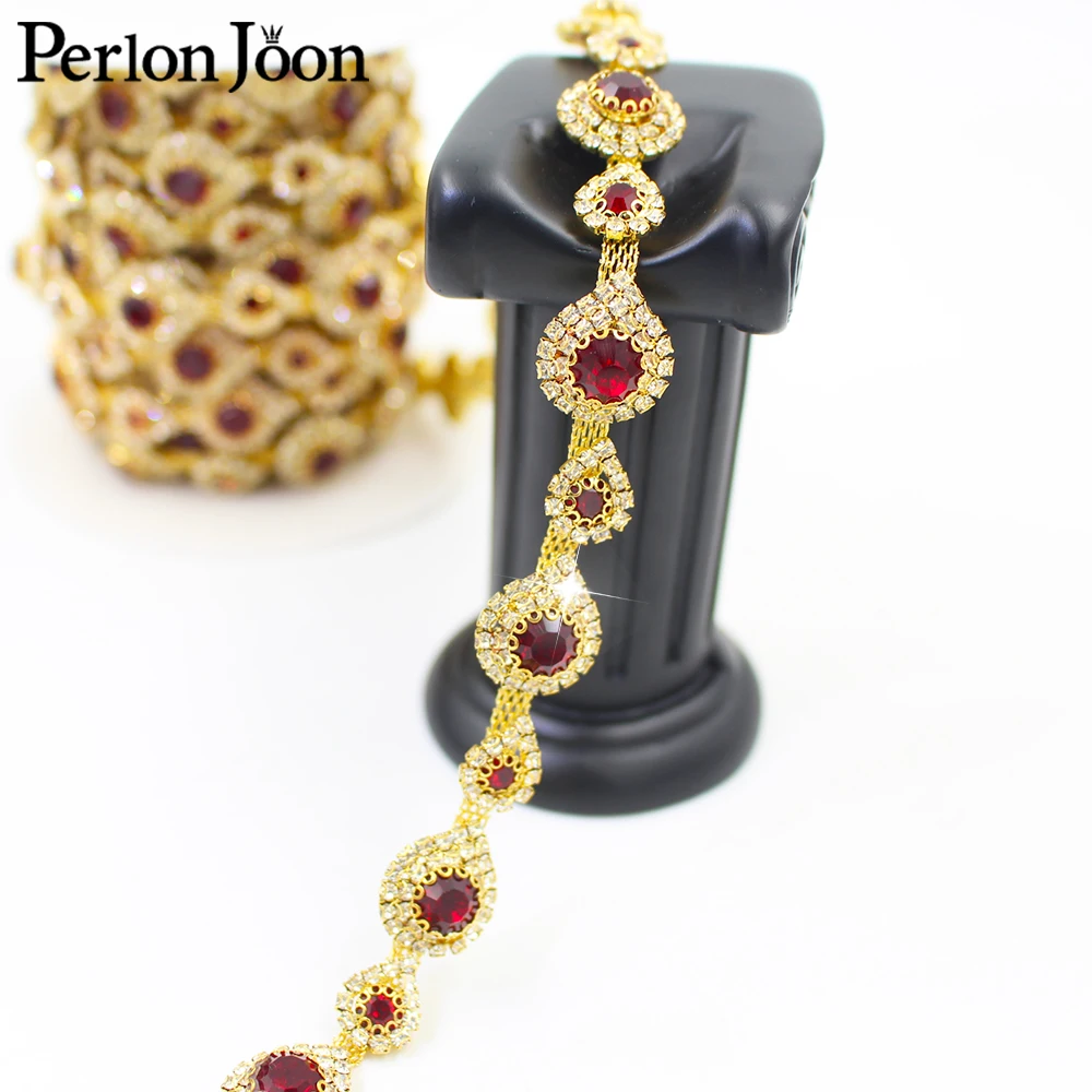 Neue Gold Kristall Band Bunte Applique Strass Trim Kette für Frauen Schuhe Taschen Kleidung Dekoration Zubehör ML183-193 – Detail 35