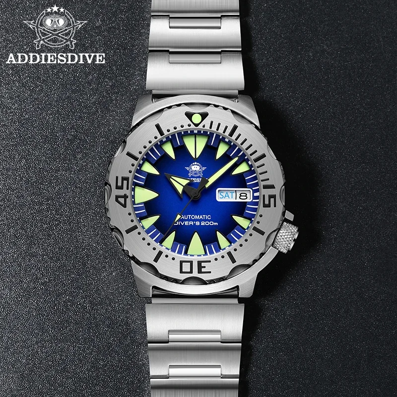 Addiesdive Monster Orologio Subacqueo Meccanico Automatico Ad2103 Vetro Zaffiro 200M Orologi Subacquei Per Uomo Orologio Da Polso Super Luminoso