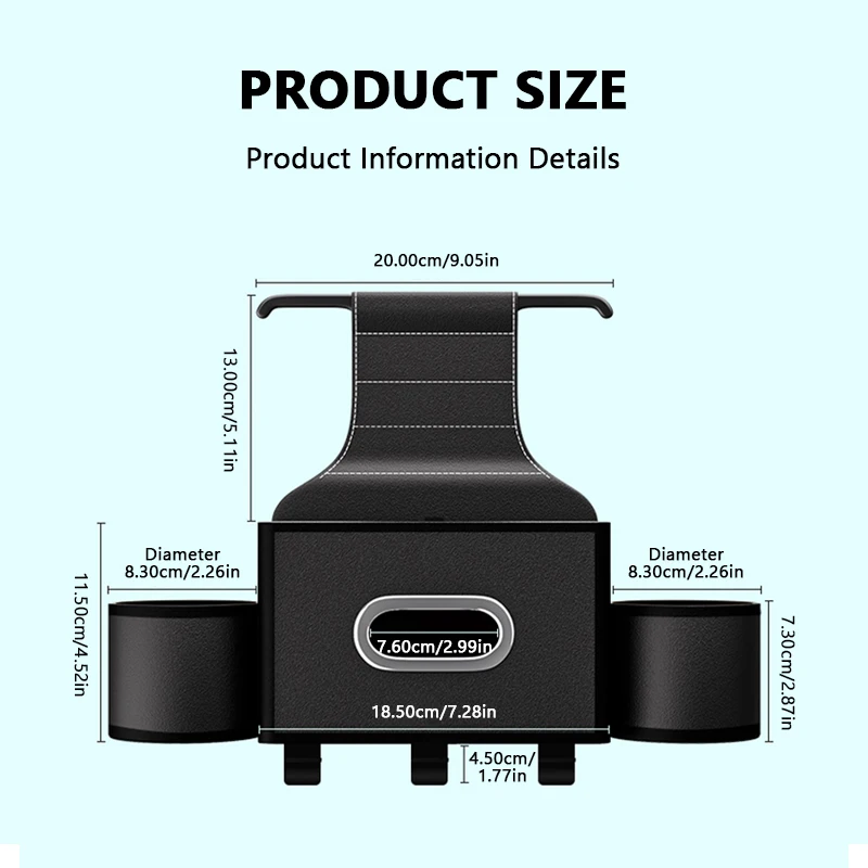 Car Seat Back Bag for Baby Drink Holder Tissue Storage Box Mommy Bag Hanging Hook Phone Holder for Rear Seat Kids Watching Movie