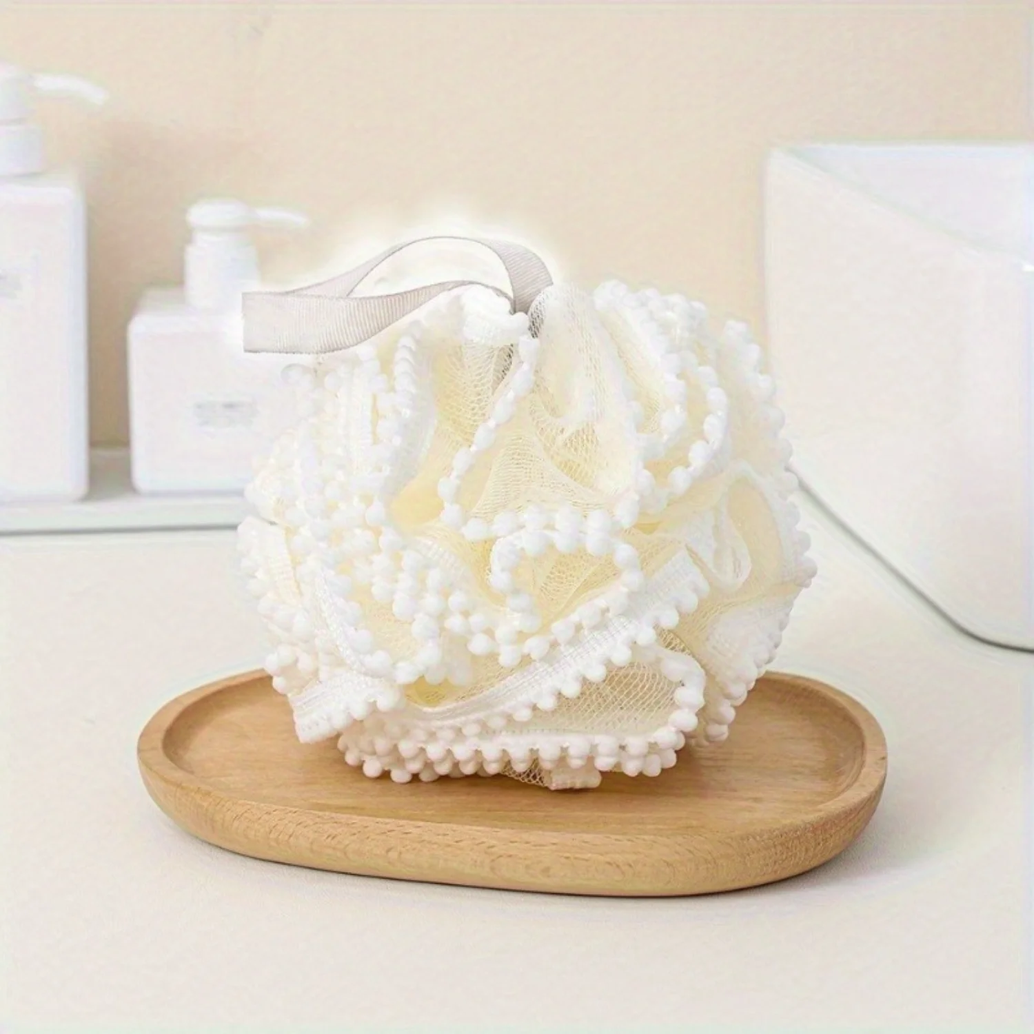 1/2pcs Mesh Shower Loofah, Rich Foam Bath Ball, Wipe Net Flower, Soft Bathroom Foaming Accessorioes,