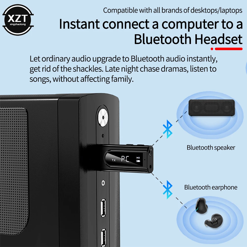 Car Mp3 Player USB Bluetooth 5.0 Transmitter Receiver LED Display MP3 Player Aux Car FM TV PC TF Audio Stereo Adapter Home Speaker