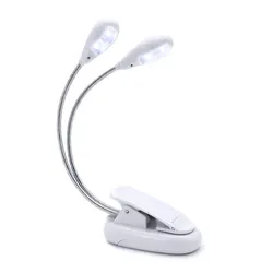 Elegant Dual Arm LED Music Stand and Reading Lamp with Adjustable Light and Clip (White)