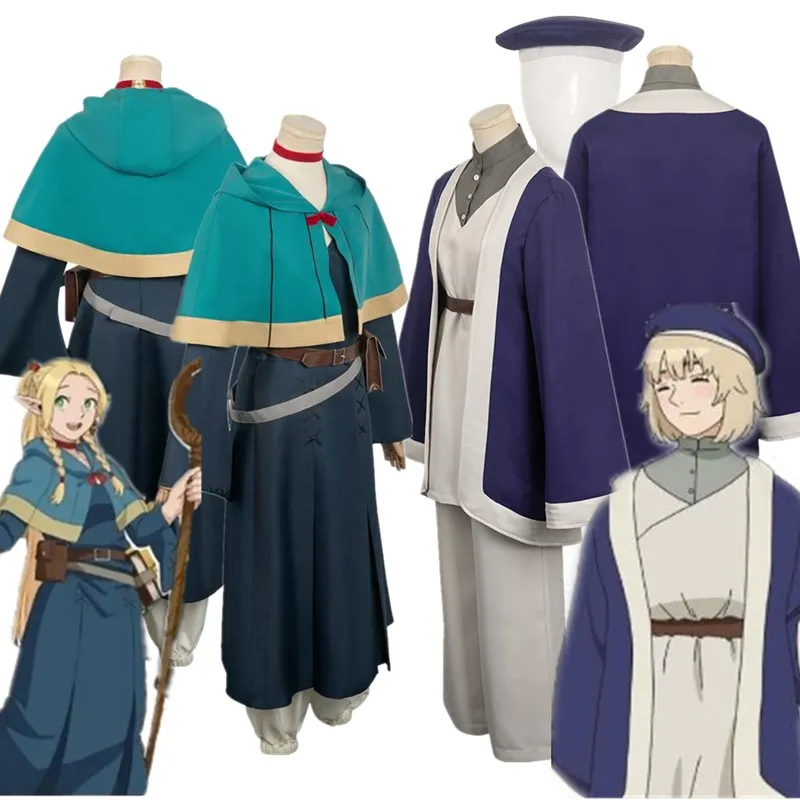 

Anime Delicious in Dungeon Marcille Falin Cosplay Costume Women Dress Cape Hat Outfits Halloween Carnival Party Disguise Suit
