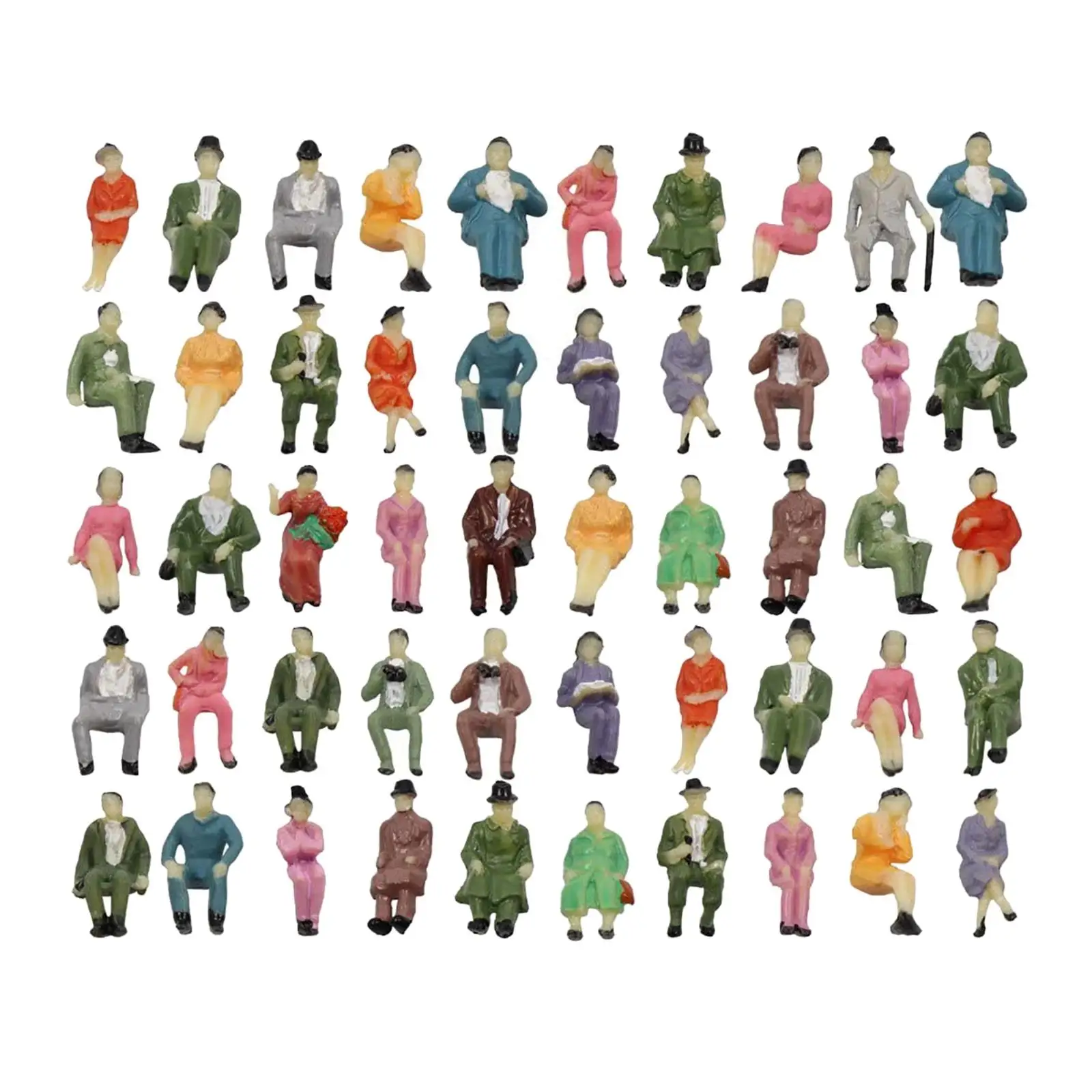

50Pcs 1:87 Scale Painted Figures People Figurines for Model Train Sand Table