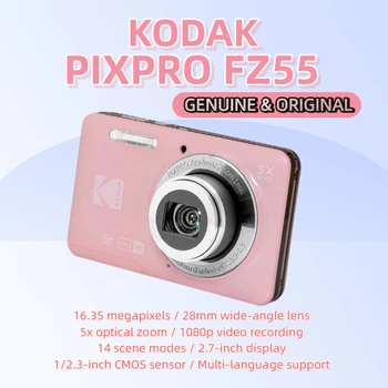 Fotocamera Digitale Originale KODAK PIXPRO FZ55 16MP con Zoom Ottico 5X, Obiettivo Grandangolare 28mm, Video Full HD 1080P, Schermo LCD 2.7" per Vlogging