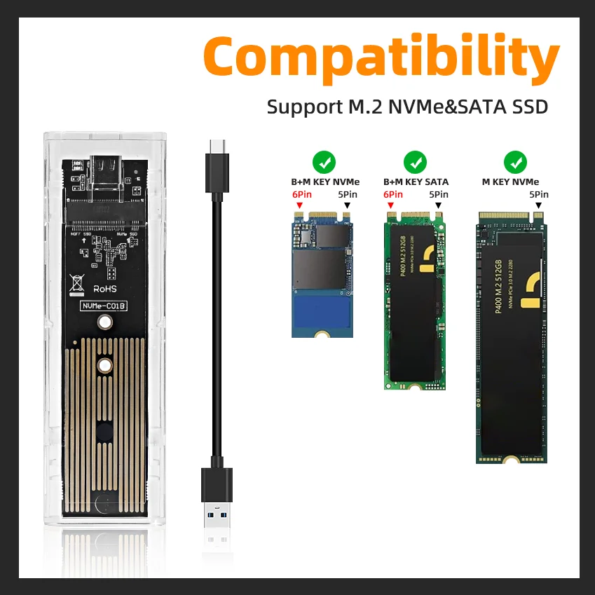 External Enclosure Hard Disk M.2 NVME Dual Protocol