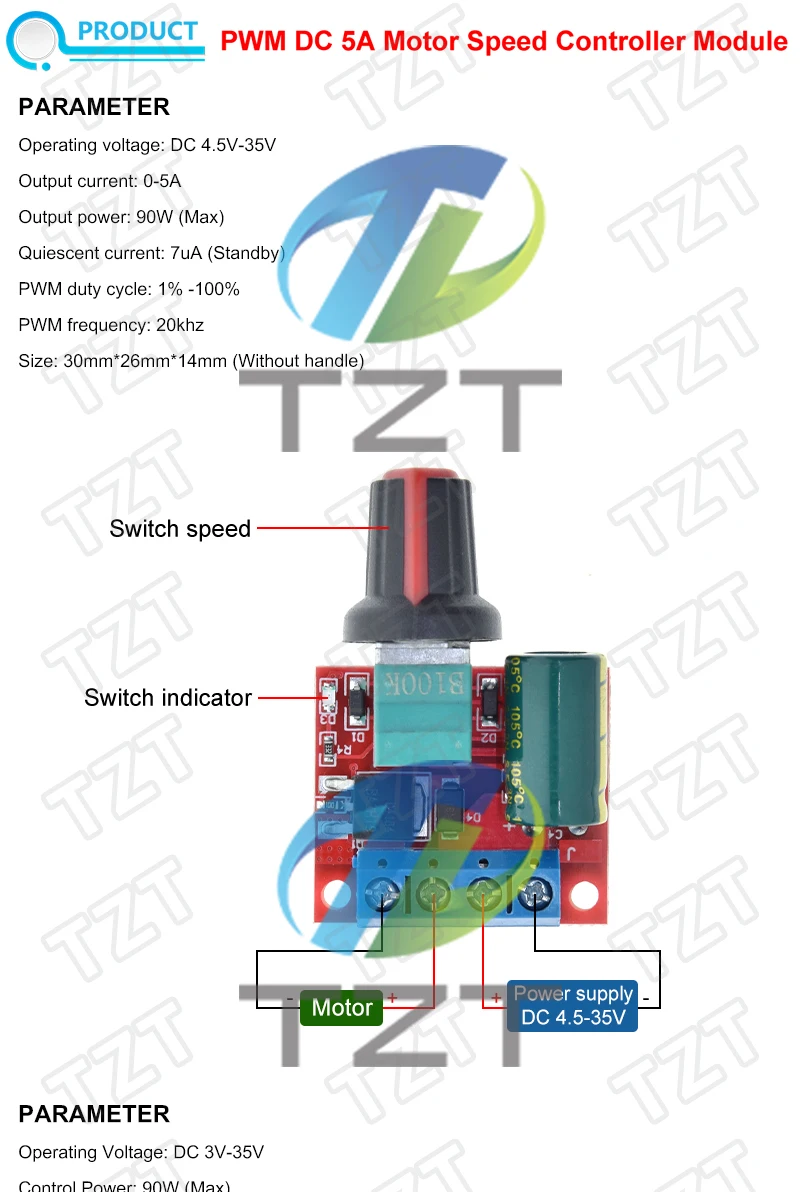 1/5PCS Mini DC-DC 4,5 V-35V 5A 90W PWM DC Motor Speed Controller Modul geschwindigkeit Regler Steuerung Einstellen Bord Schalter 12V 24V – Detail 1