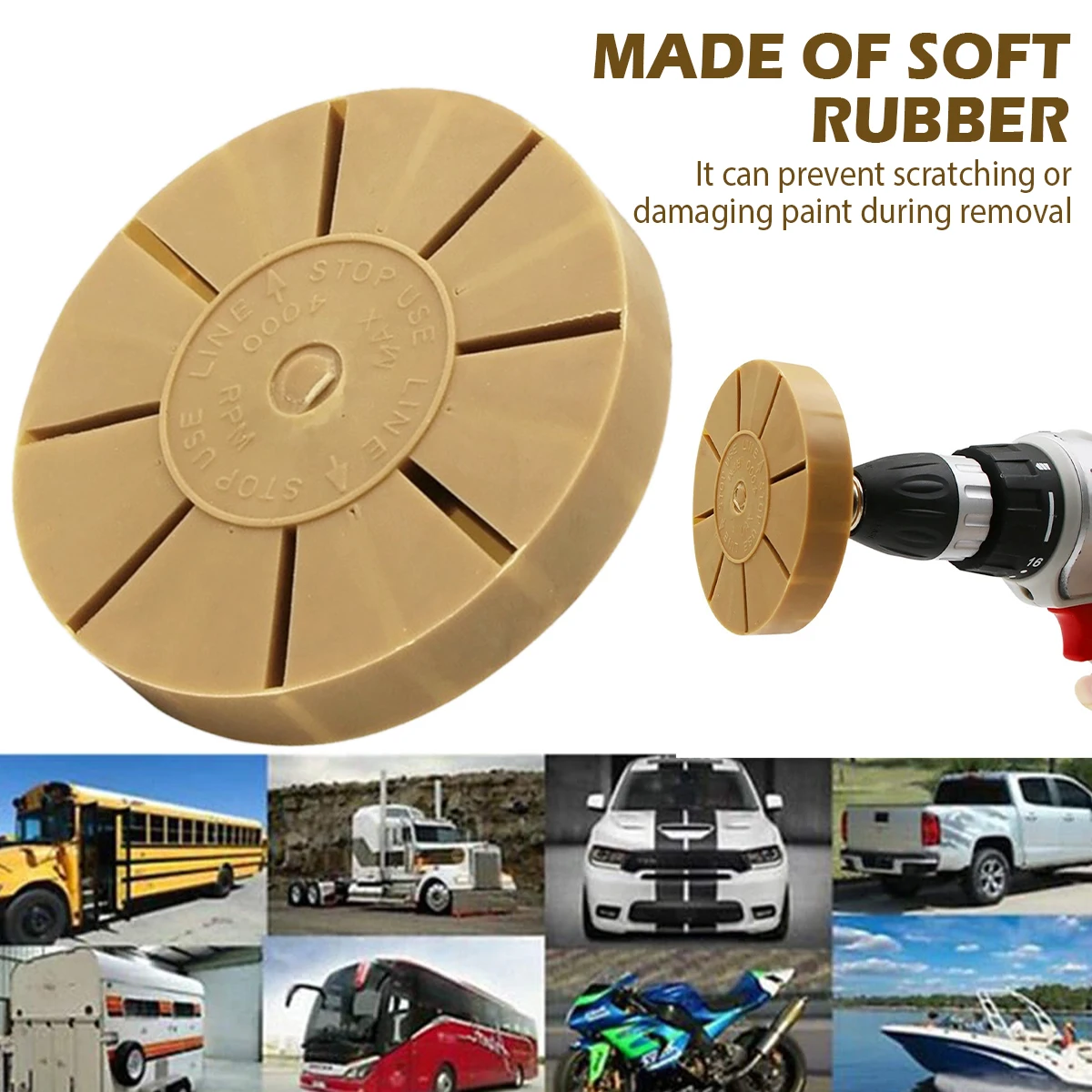 3.5Inch Decal Eraser Wheel Pneumatic Car Sticker Film Glue Remover Pin Stripe Removal Tool Car Adhesive Graphics Cleaning Tools 3