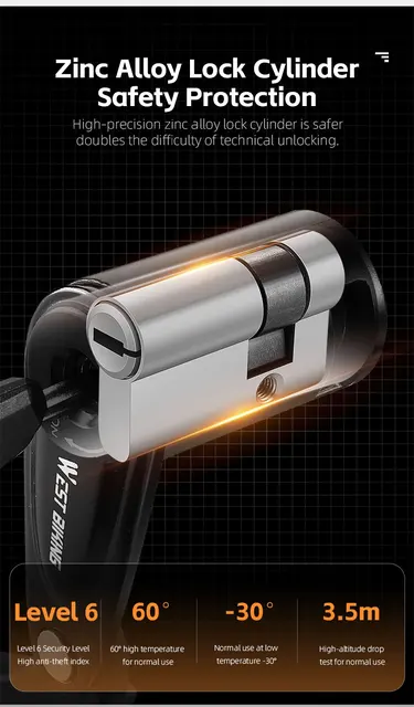 WEST BIKING Anti-Theft Bicycle Folding Lock MTB Road Bike Portable - Main Image