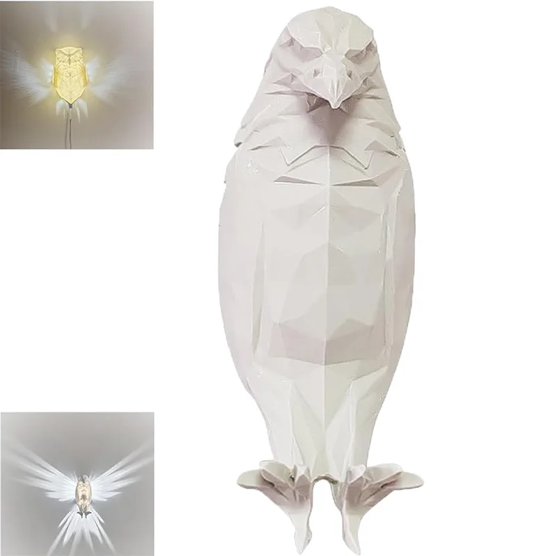 Lampada Da Parete 3D LED A Forma Di Gufo/Aquila – Alimentata A Batteria – Calda E Senza Fili