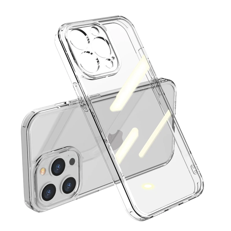 Durable Transparent Shockproof Tempered Glass Phone Case with Clear Hard Bumper