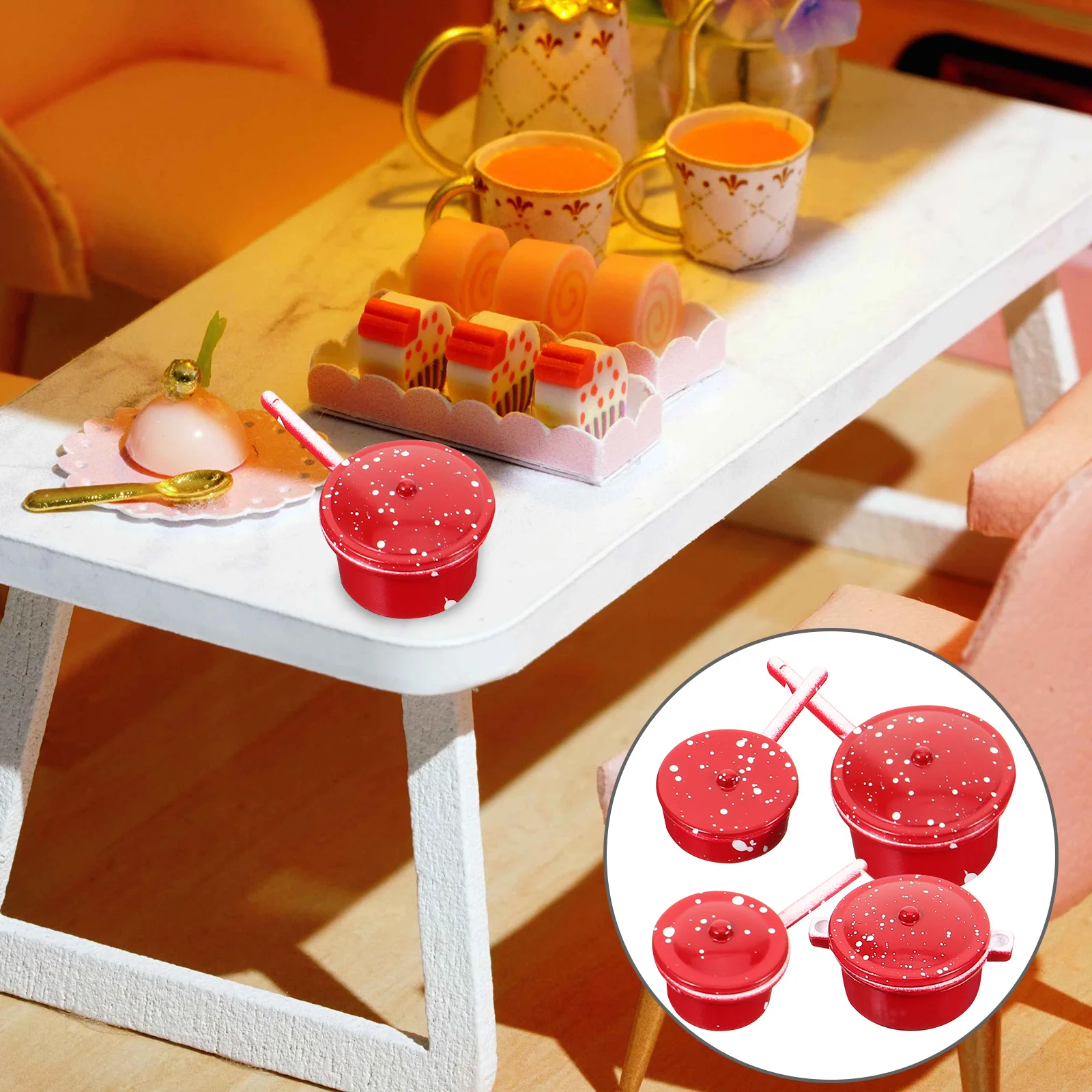 

4 Pcs Accessories Decorative Simulation Pots Mini Cookwares Cookers House Metal Dolls
