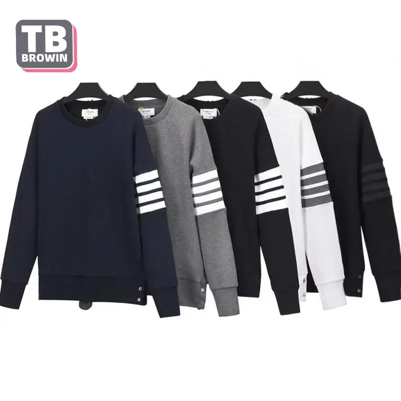 

TB four-bar men's waffle striped long-sleeved thom pullover top sweater brand couple wear trendy Luxury cotton